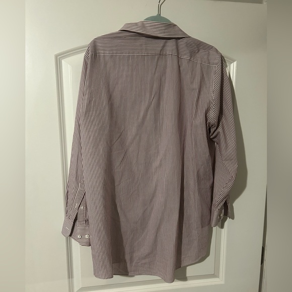 Men’s Stafford Maroon  and White Striped Button down size 16 1/2 - Picture 4 of 4